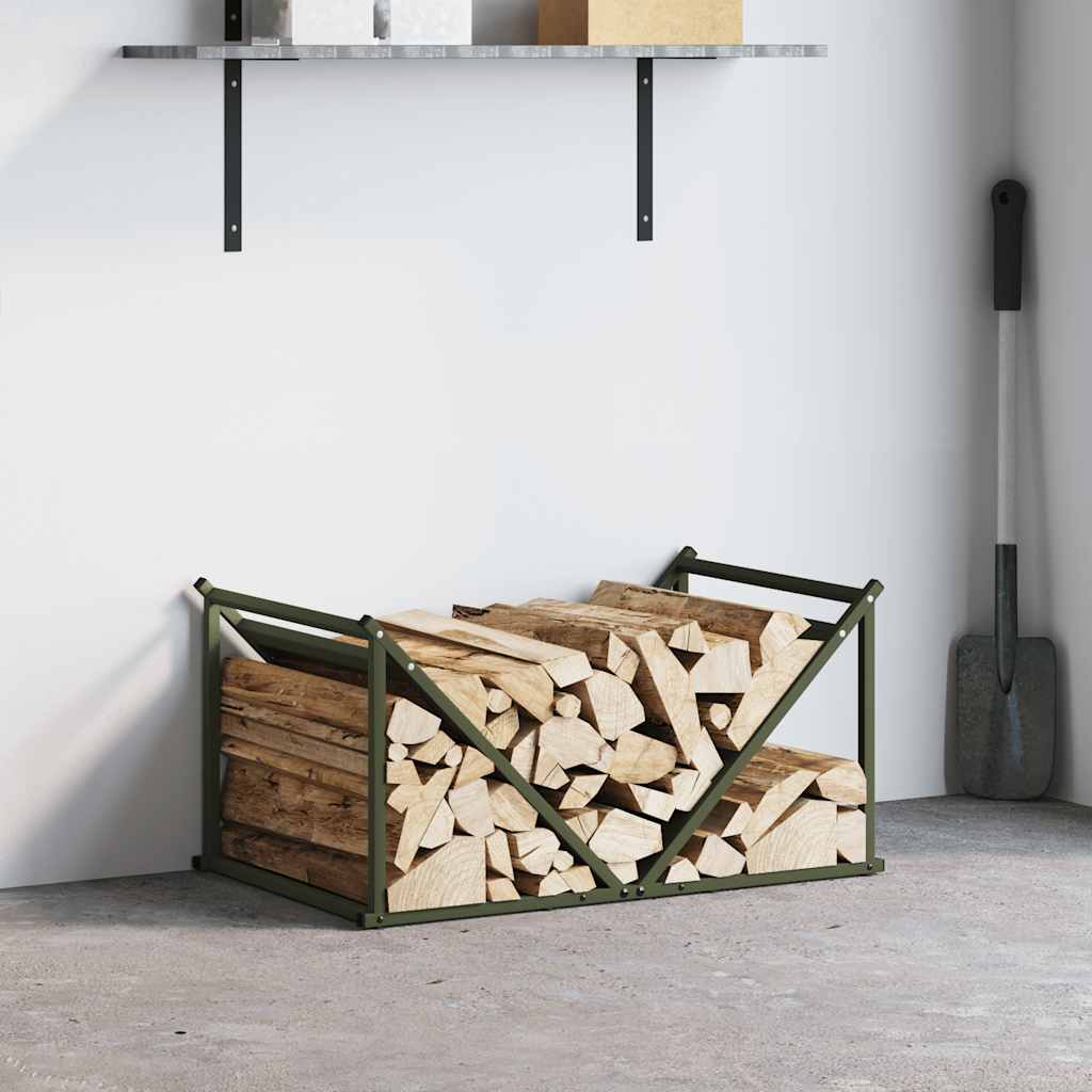 Vidaxl brandhoutrek 70x43x34,5 cm koudgewalst staal olijfgroen