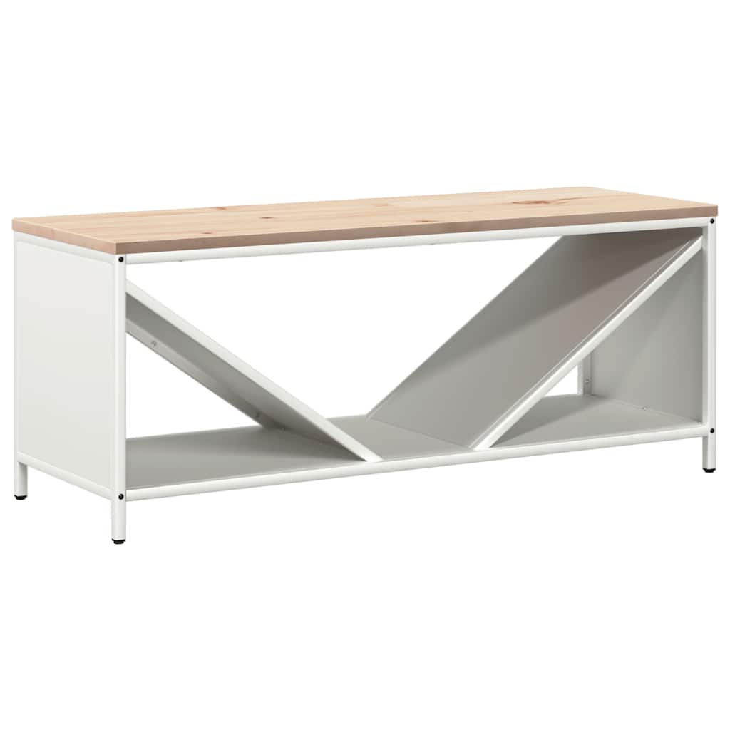 Vidaxl brandhoutrek met houten blad 100,5x35,5x40 cm wit