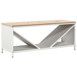 Vidaxl brandhoutrek met houten blad 100,5x35,5x40 cm wit