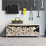 Vidaxl brandhoutrek met houten blad 100,5x35,5x40 cm wit