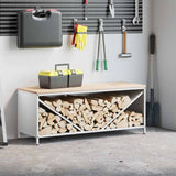 Vidaxl brandhoutrek met houten blad 100,5x35,5x40 cm wit