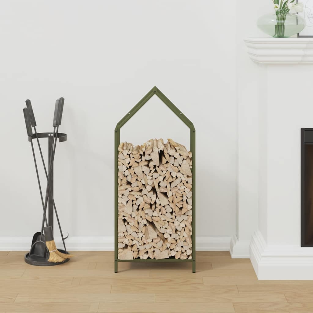 Vidaxl brandhoutrek 40x25x90 cm koudgewalst staal olijfgroen