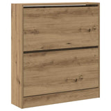Vidaxl schoenenkast gerookt eiken 80 x 21 x 87,5 cm bewerkt hout