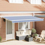 Vidaxl inklapbaar zonnescherm blauw en wit 350 x 200 cm