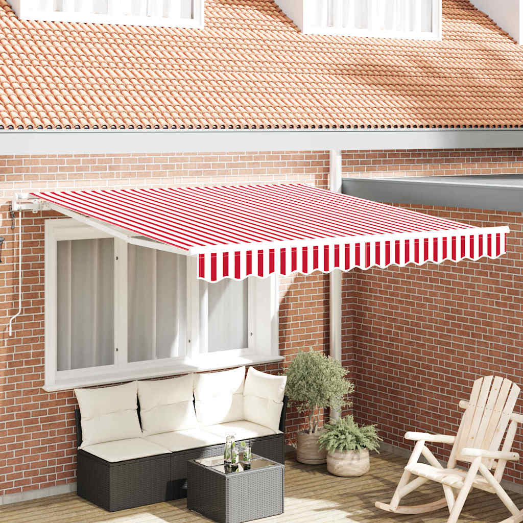 Vidaxl inklapbaar zonnescherm rood en wit 300 x 250 cm stof