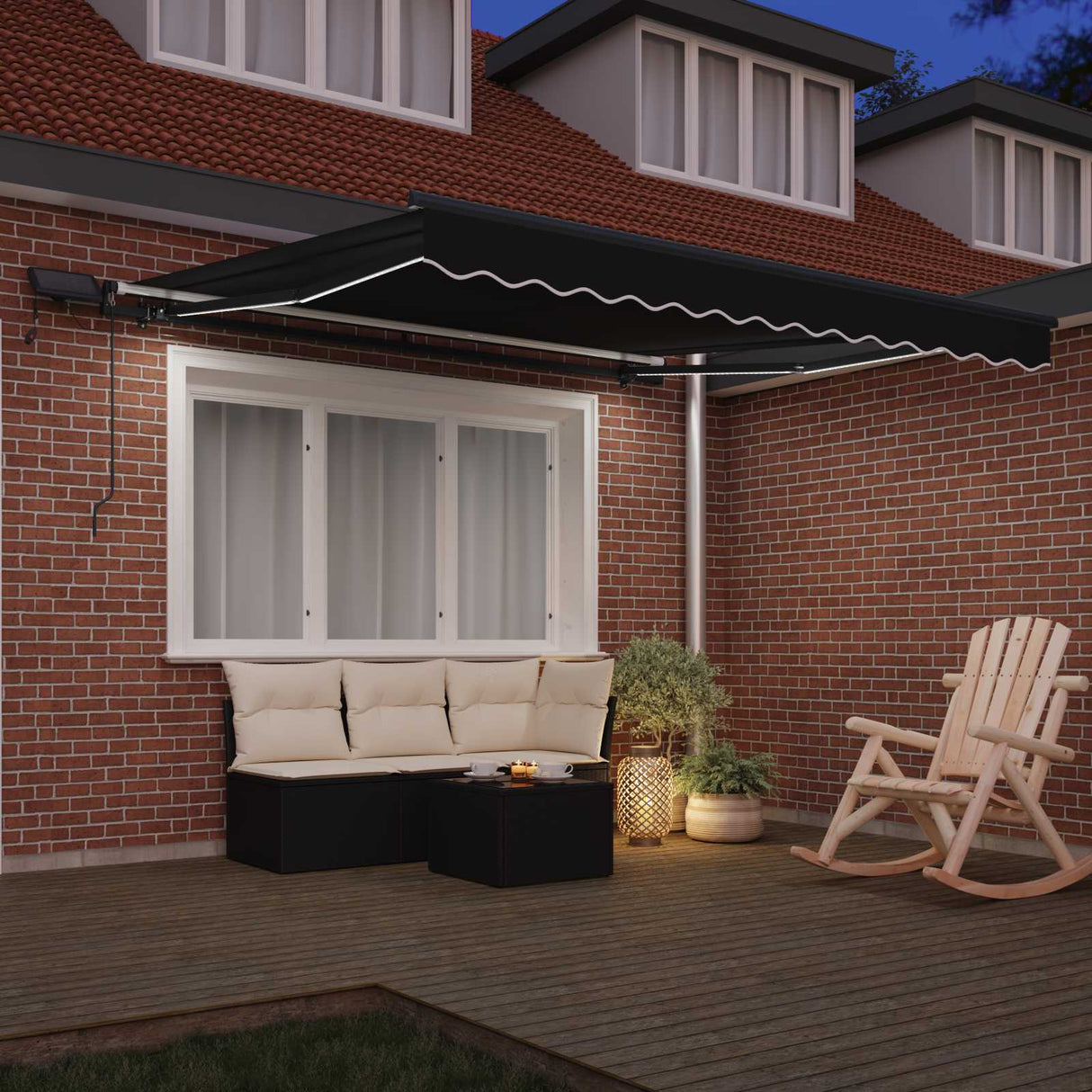Vidaxl inklapbaar zonnescherm zwart 300 x 250 cm stof