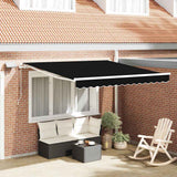 Vidaxl inklapbaar zonnescherm zwart 350 x 250 cm stof en staal