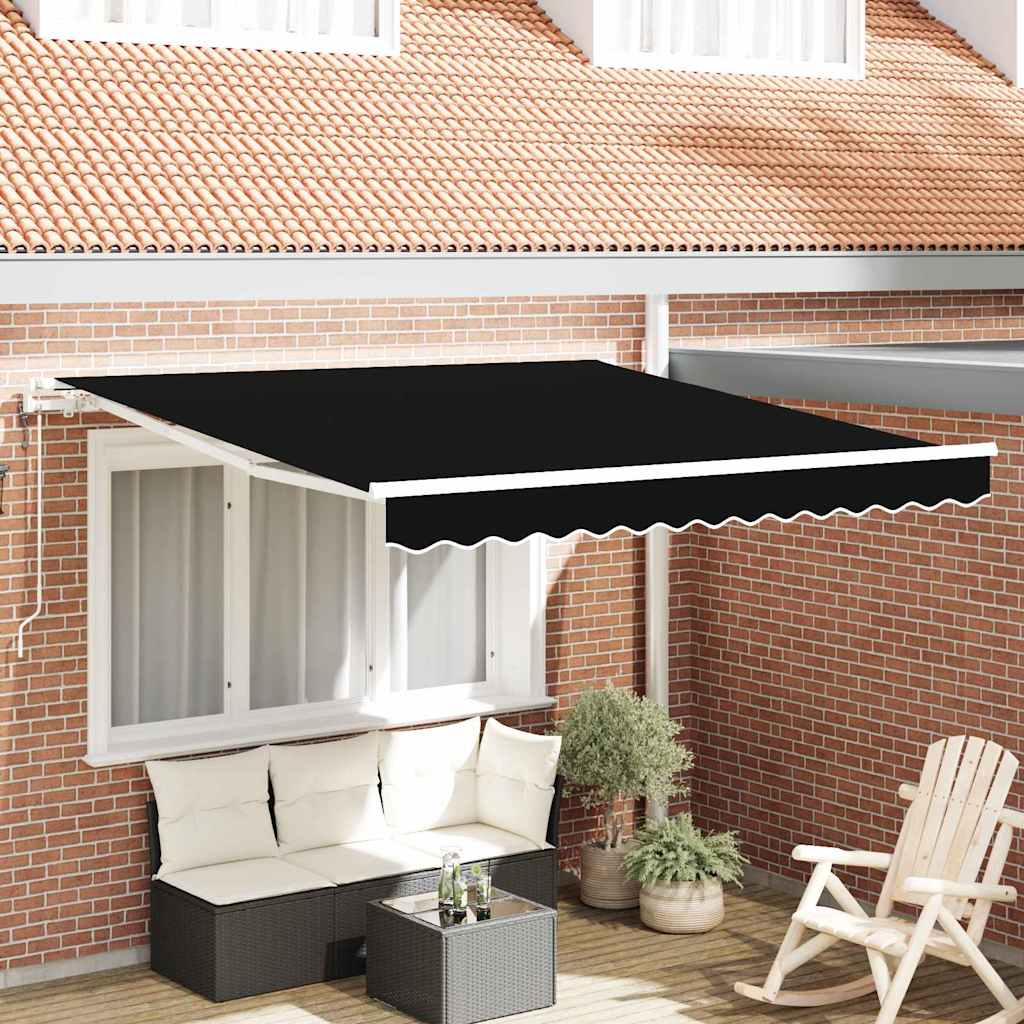 Vidaxl inklapbaar zonnescherm zwart 350 x 250 cm stof