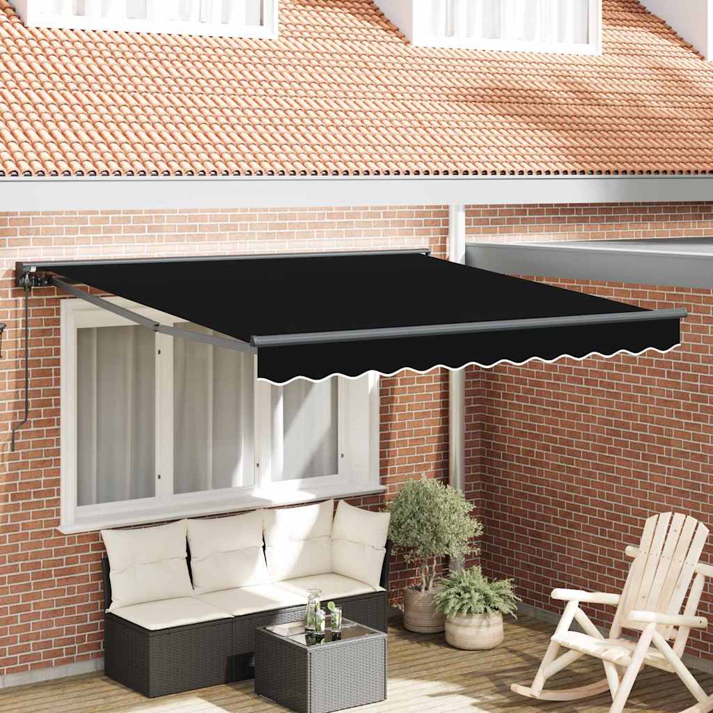 Vidaxl inklapbaar zonnescherm zwart 350 x 250 cm polyester en metaal