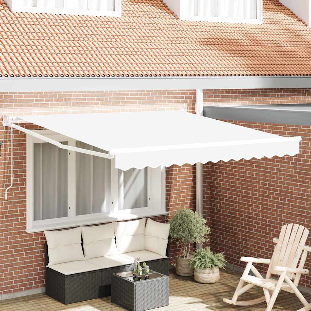 Vidaxl inklapbaar zonnescherm wit 350 x 250 cm stof