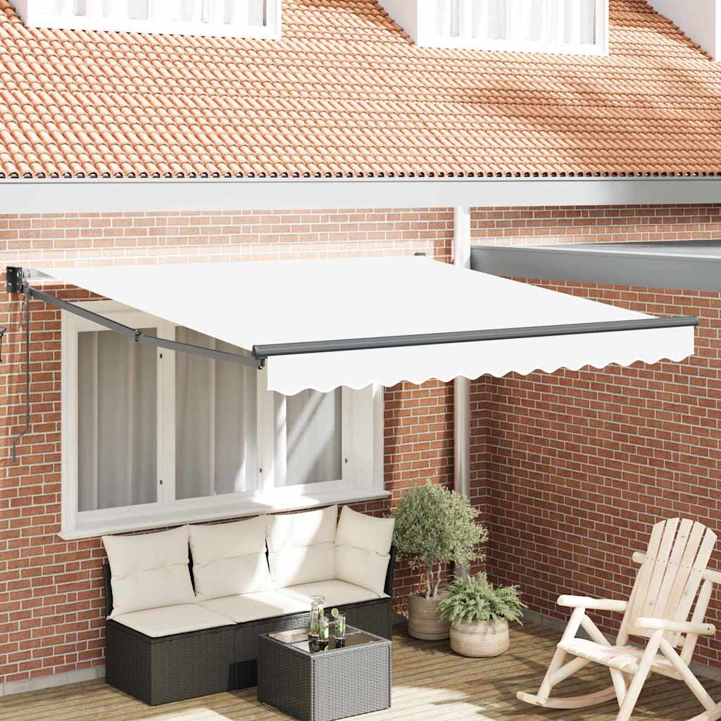 Vidaxl inklapbaar zonnescherm wit 350 x 250 cm polyester en aluminium