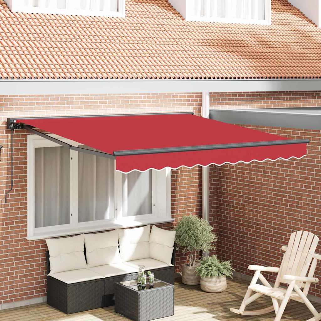 Vidaxl inklapbaar zonnescherm rood 350 x 250 cm polyester en metaal
