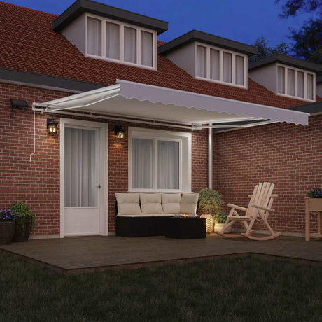Vidaxl inklapbaar zonnescherm wit 400 × 300 cm stof en staal