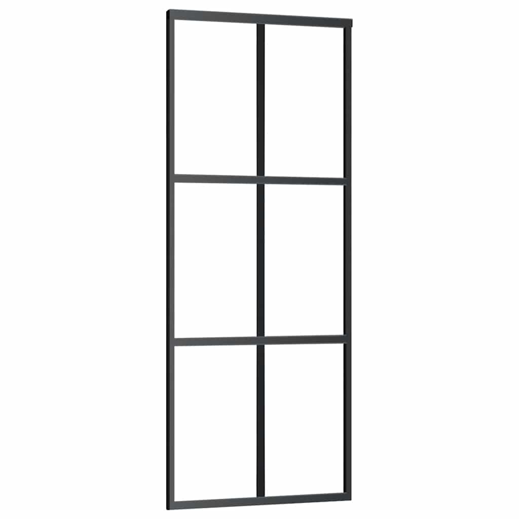 Vidaxl schuifdeur met beslag 76x205 cm esg-glas en aluminium