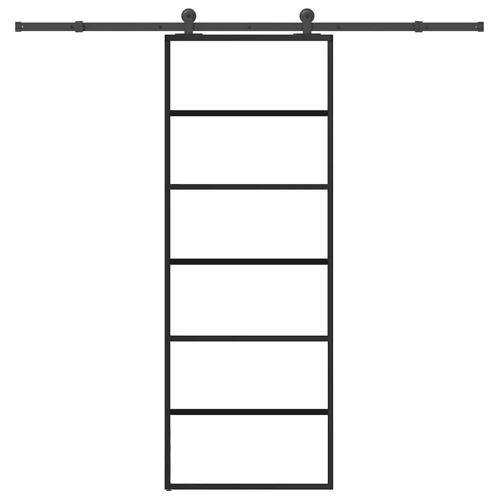 Vidaxl schuifdeur met beslag 76x205 cm esg-glas en aluminium