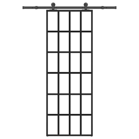Vidaxl schuifdeur met beslag 76x205 cm esg-glas en aluminium