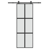 Vidaxl schuifdeur met beslag 76x205 cm gehard glas en aluminium