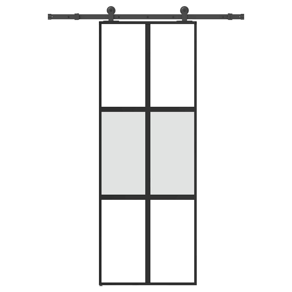 Vidaxl schuifdeur met beslag 76x205 cm gehard glas en aluminium