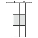 Vidaxl schuifdeur met beslag 76x205 cm gehard glas en aluminium