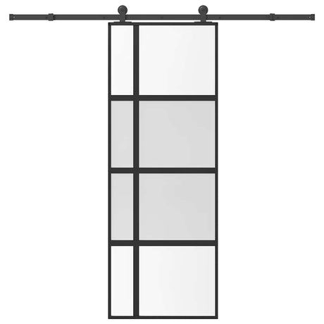 Vidaxl schuifdeur met beslag 76x205 cm gehard glas en aluminium