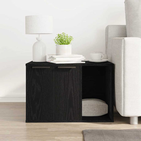 Vidaxl kattenbakomheining zwart eiken 60x40x40 cm bewerkt hout