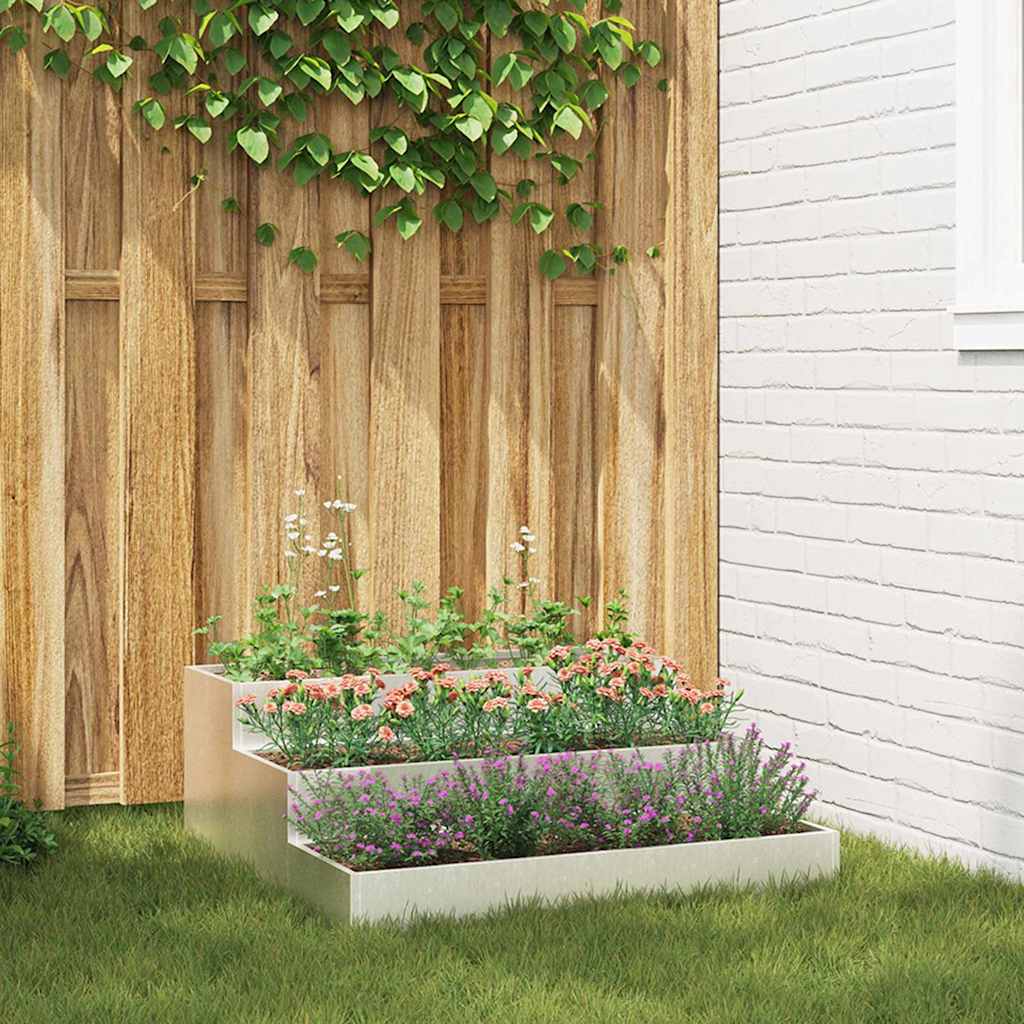 Vidaxl tuin bloempot zilver 90 x 90 x 35 cm roestvrij staal