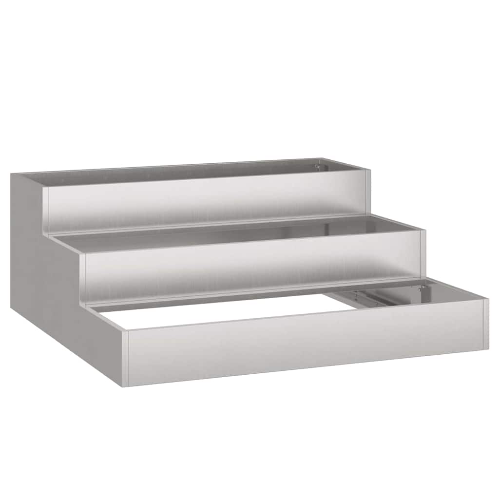 Vidaxl tuin bloempot zilver 90 x 90 x 35 cm roestvrij staal