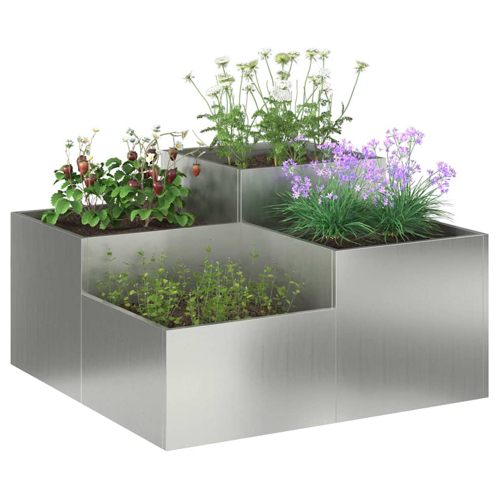Vidaxl tuin bloempot zilver 80 x 80 x 48 cm gegalvaniseerd staal