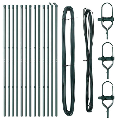 Vidaxl afrasteringspaal 13 pcs groen staal