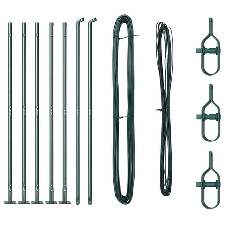 Vidaxl afrasteringspaal 7 pcs groen staal