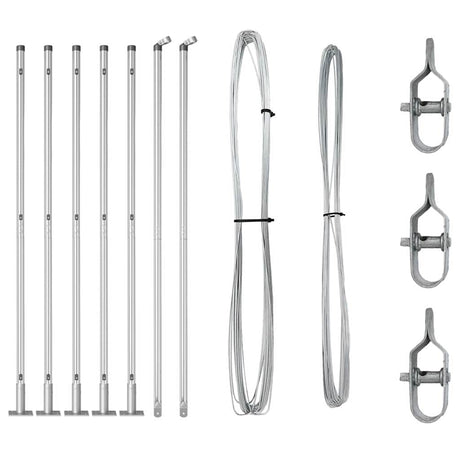 Vidaxl afrasteringspaal 7 pcs zilver staal