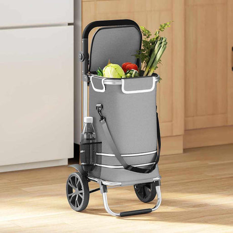 Vidaxl winkel trolley grijs 36,5 x 46,5 x 100,5 cm oxford stof
