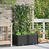 Vidaxl tuin bloempot 2 pcs zwart 80 x 40 x 143 cm staal