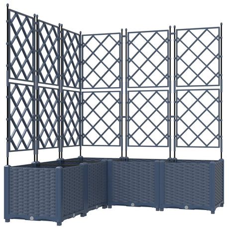 Vidaxl tuin bloempot 5 pcs grijs 120 x 120 x 143 cm staal