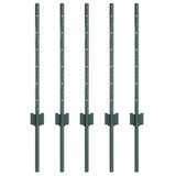 Vidaxl afrasteringspaal 5 pcs groen 100 cm staal