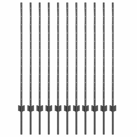 Vidaxl afrasteringspaal 11 pcs grijs 120 cm staal