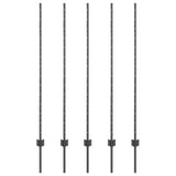 Vidaxl afrasteringspaal 5 pcs grijs 140 cm staal