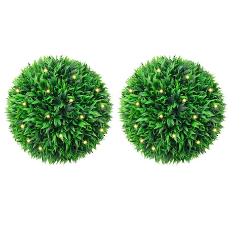 Vidaxl kunstbuxusballen met led-verlichting 2 st 47 cm groen