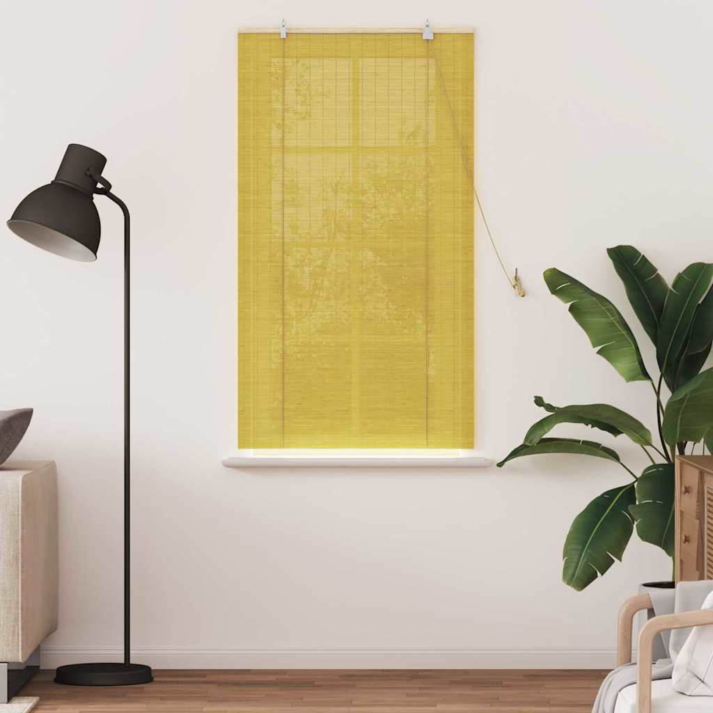 Vidaxl rolgordijn met gordijnen geel 80 x 160 cm bamboe