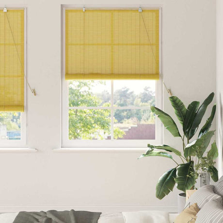 Vidaxl rolgordijn met gordijnen geel 100 x 220 cm bamboe
