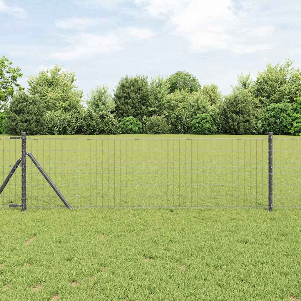 Vidaxl euro hek grijs 0,8 x 25 m pvc-gecoat ijzer