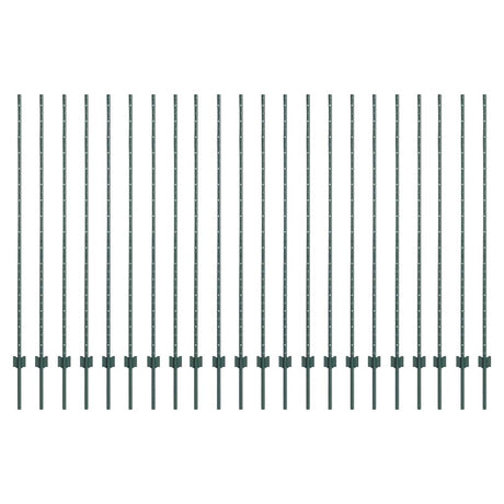 Vidaxl afrasteringspaal 22 pcs groen 200 cm staal