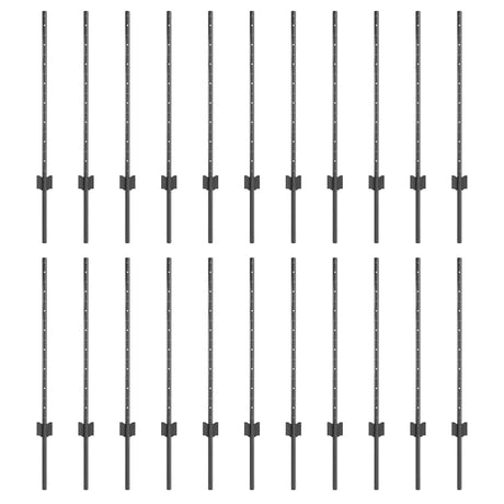 Vidaxl afrasteringspaal 22 pcs grijs 120 cm staal