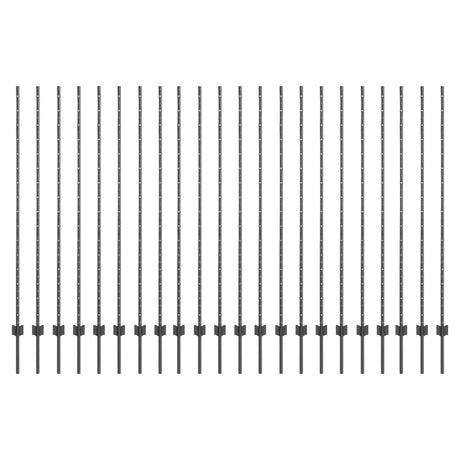 Vidaxl afrasteringspaal 22 pcs grijs 200 cm staal