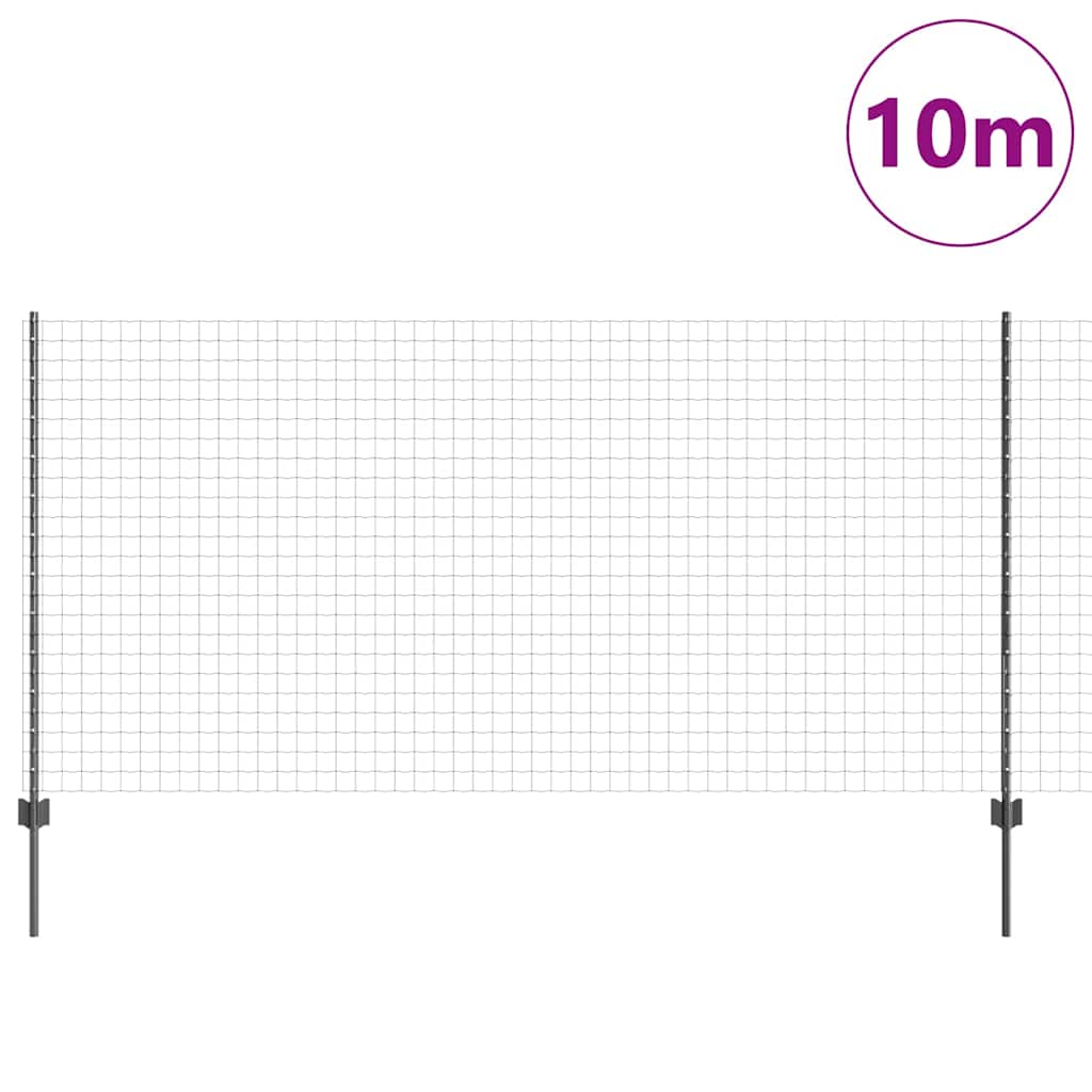 Vidaxl hek met paal grijs 1,2 x 10 m staal en pvc