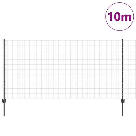 Vidaxl hek met paal grijs 1,2 x 10 m staal en pvc