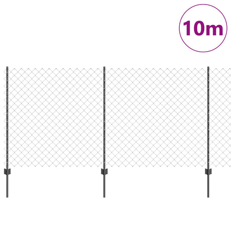 Vidaxl hek met paal grijs 1,2 x 10 m staal en pvc