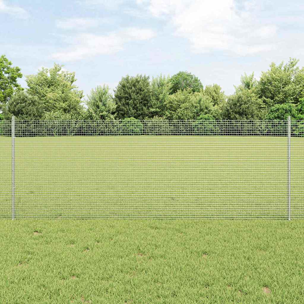 Vidaxl hek met paal zilver 0,8 x 25 m staal