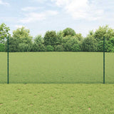 Vidaxl hek met paal groen 1,2 x 25 m staal en pvc