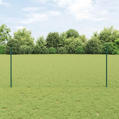 Vidaxl hek met paal groen 1 x 50 m staal en pvc